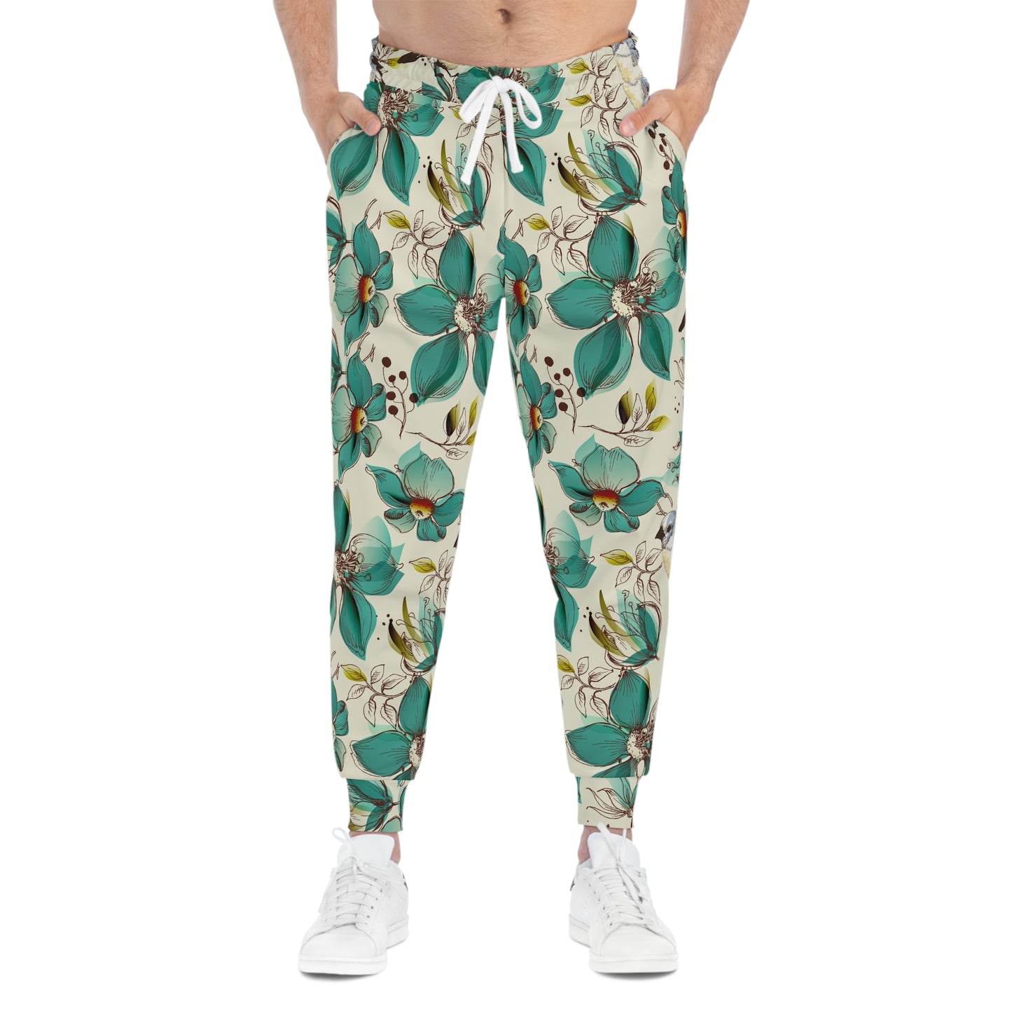 Floral Teal Bird Athletic Joggers — All-Over Print