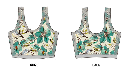 Floral Teal Sports Bra — Botanical All-Over Print Activewear