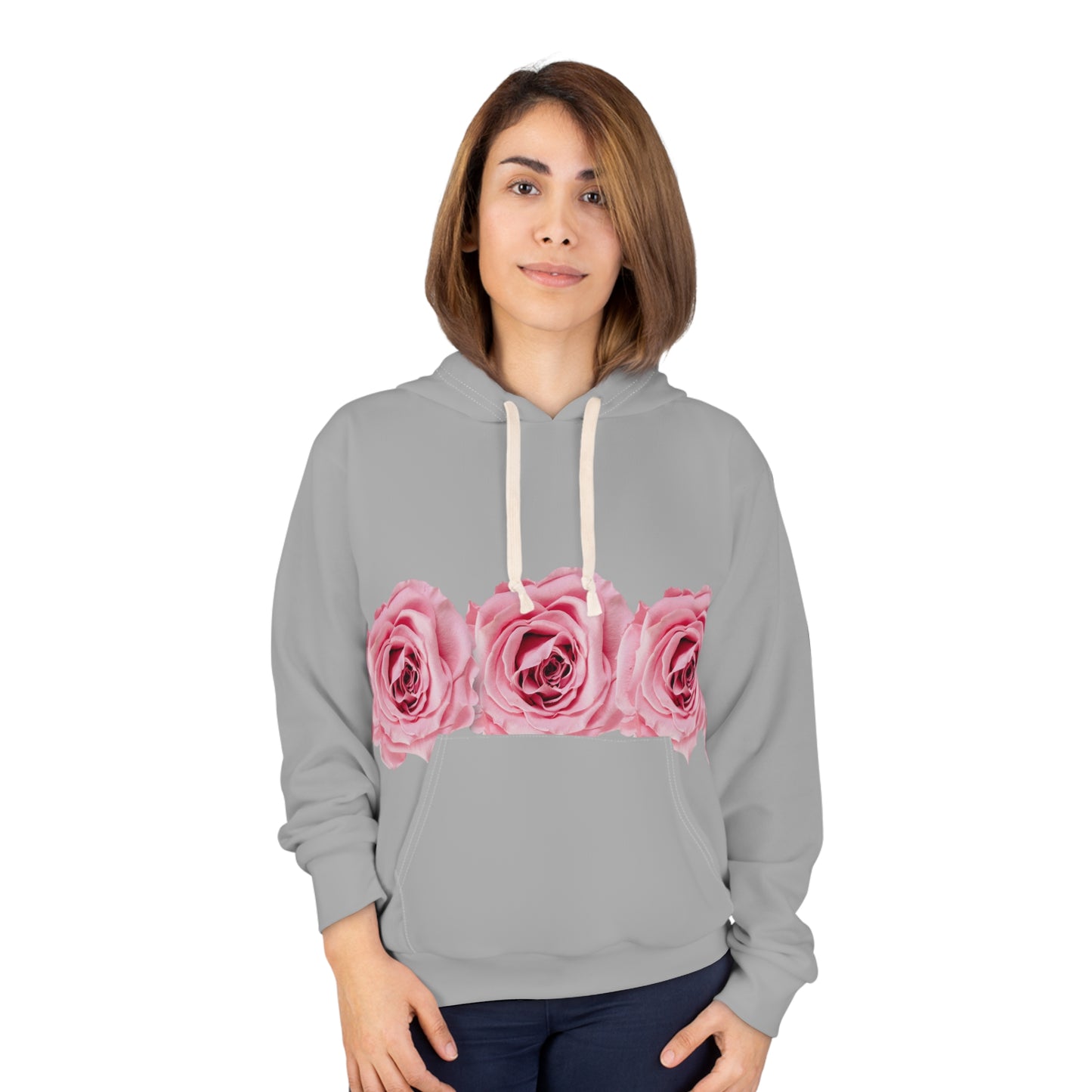 Rose Border Hoodie — Pink Floral Pullover©