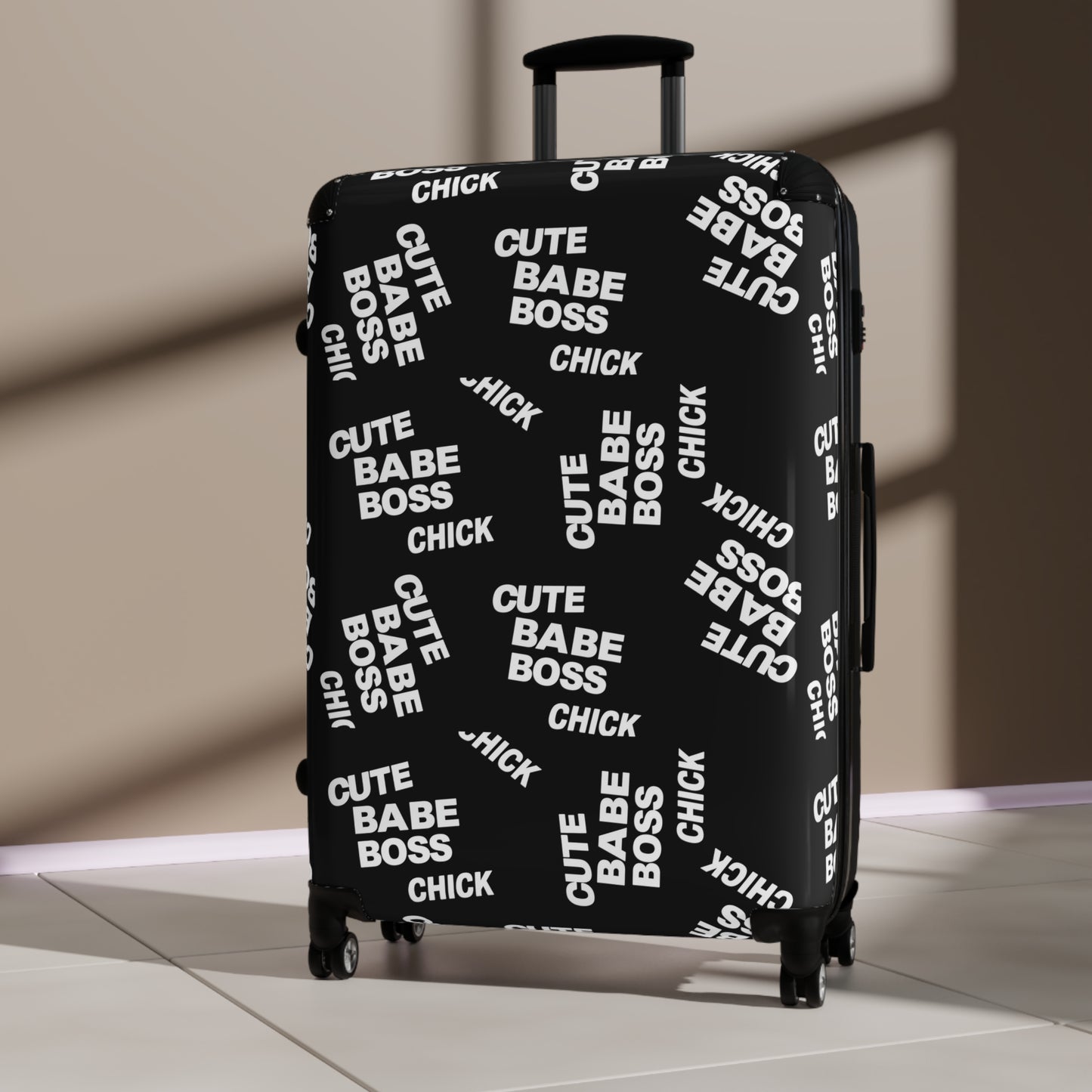 Suitcase – Black "Cute Babe Boss Chick" Carry-On Luggage©