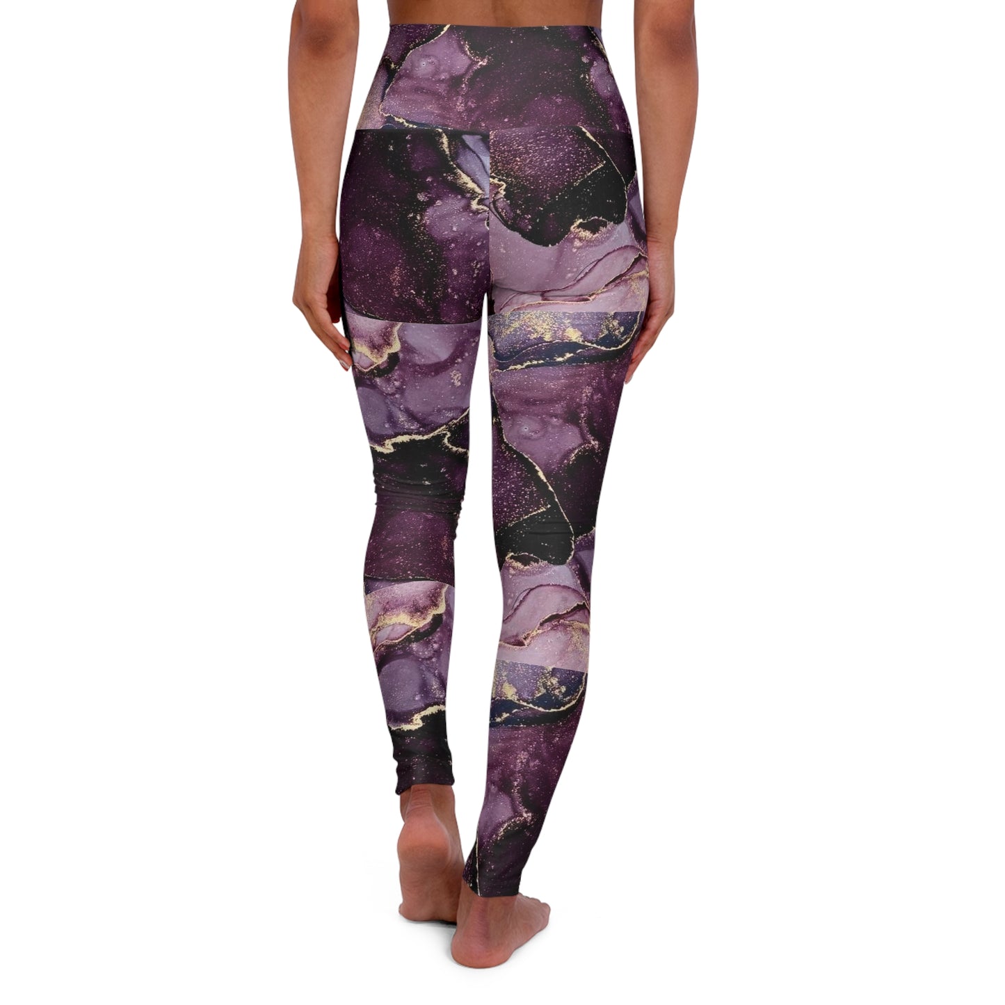 Purple Marble High-Waisted Leggings — Abstract Gold Vein Activewear©