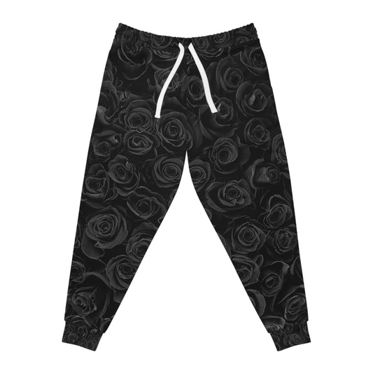 Black Rose Athletic Joggers — All-Over Print Floral Sweatpants©