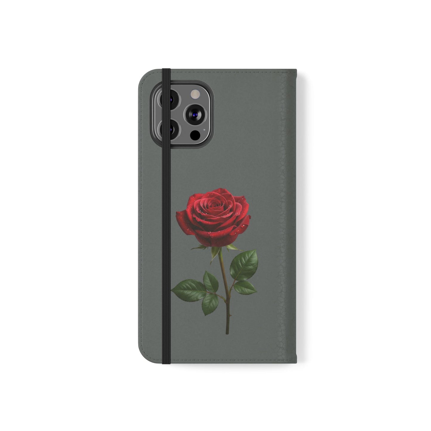 Mon Amour Rose Flip Phone Case — Floral Wallet Flip Case with 'Mon amour' Script