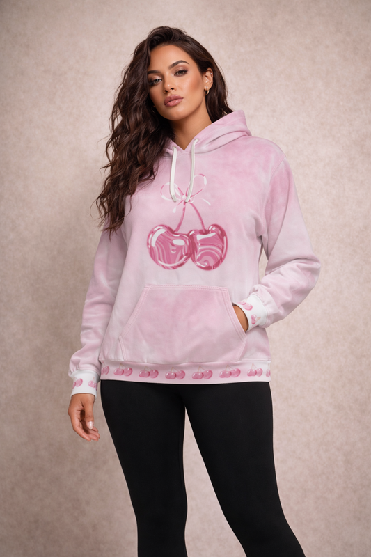 Pastel Pink Cherry Graphic Hoodie — Pink Cherry Graphic Pullover©