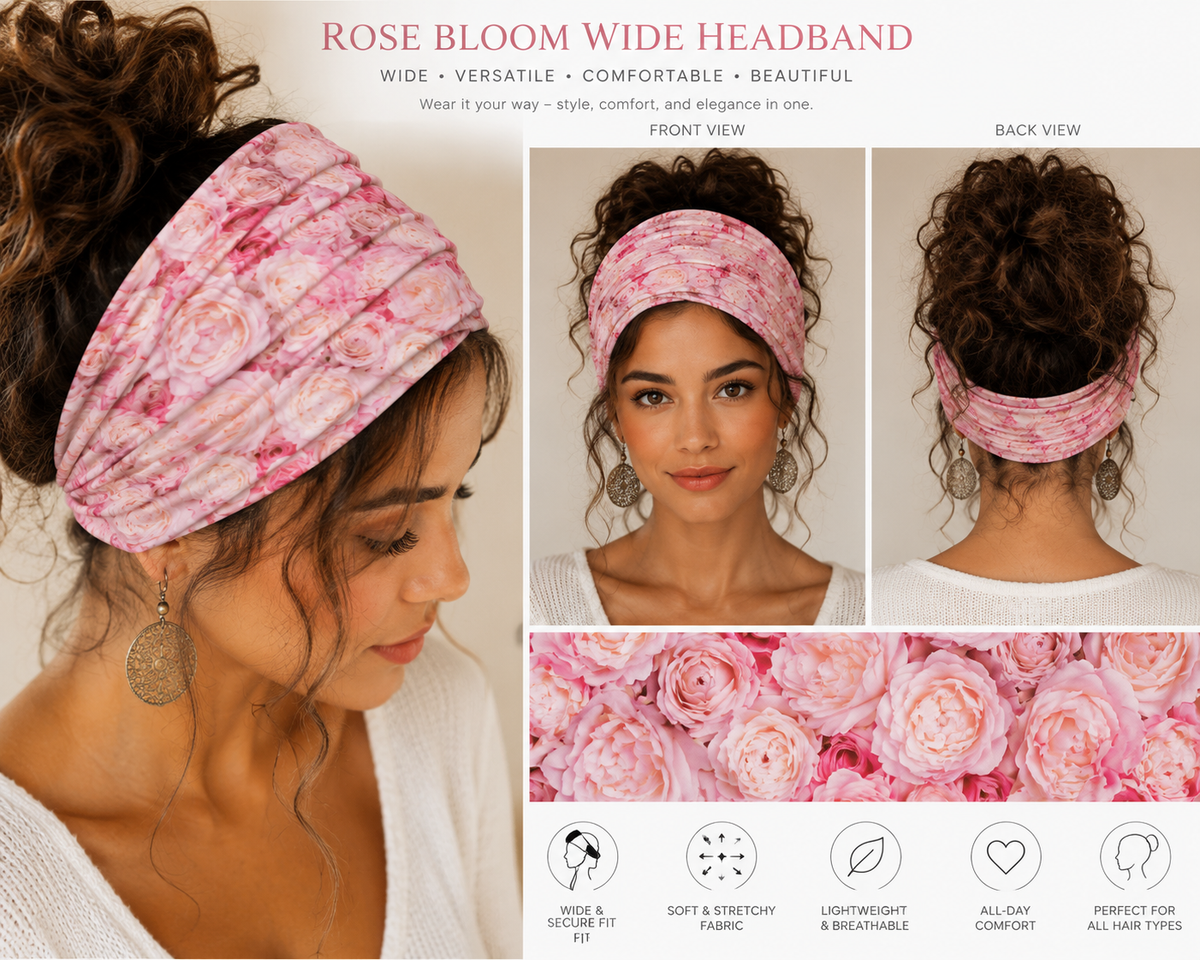 Floral Rose Pink Headband/Neck Gaiter©