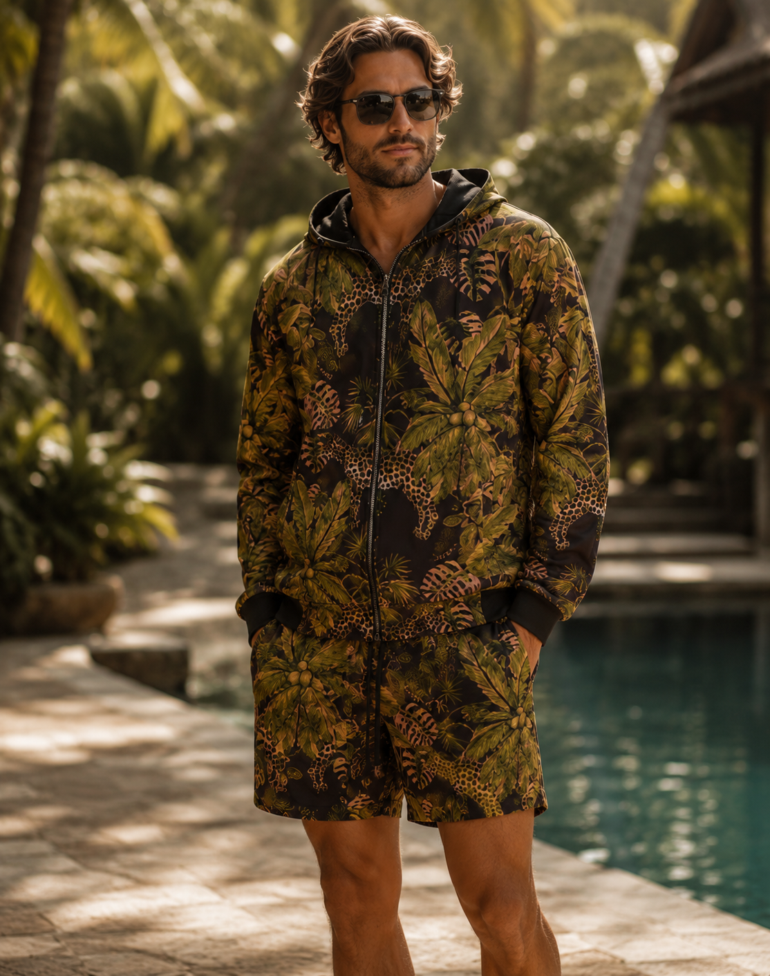 Tropical Leopard Jungle Zip Hoodie©