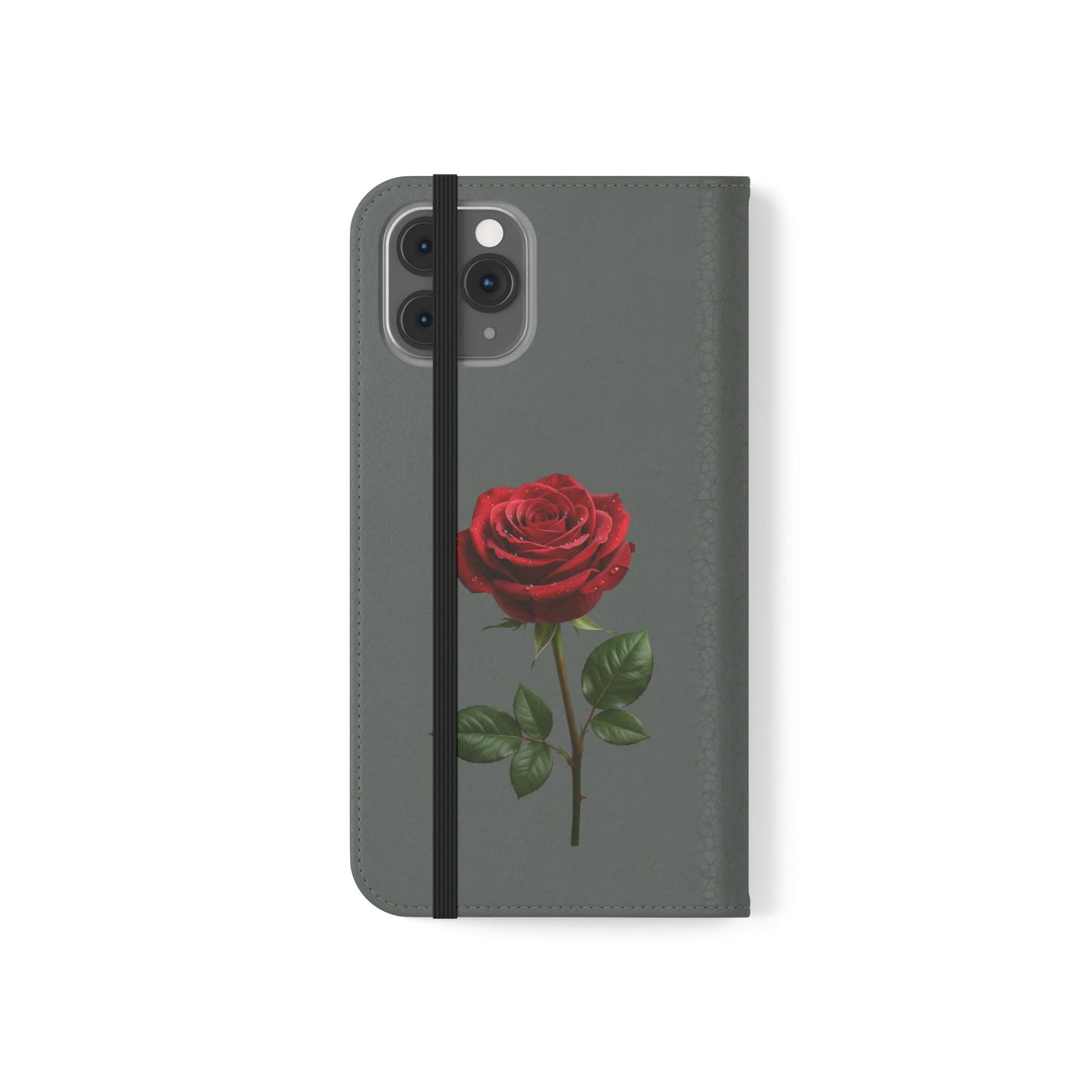 Mon Amour Rose Flip Phone Case — Floral Wallet Flip Case with 'Mon amour' Script