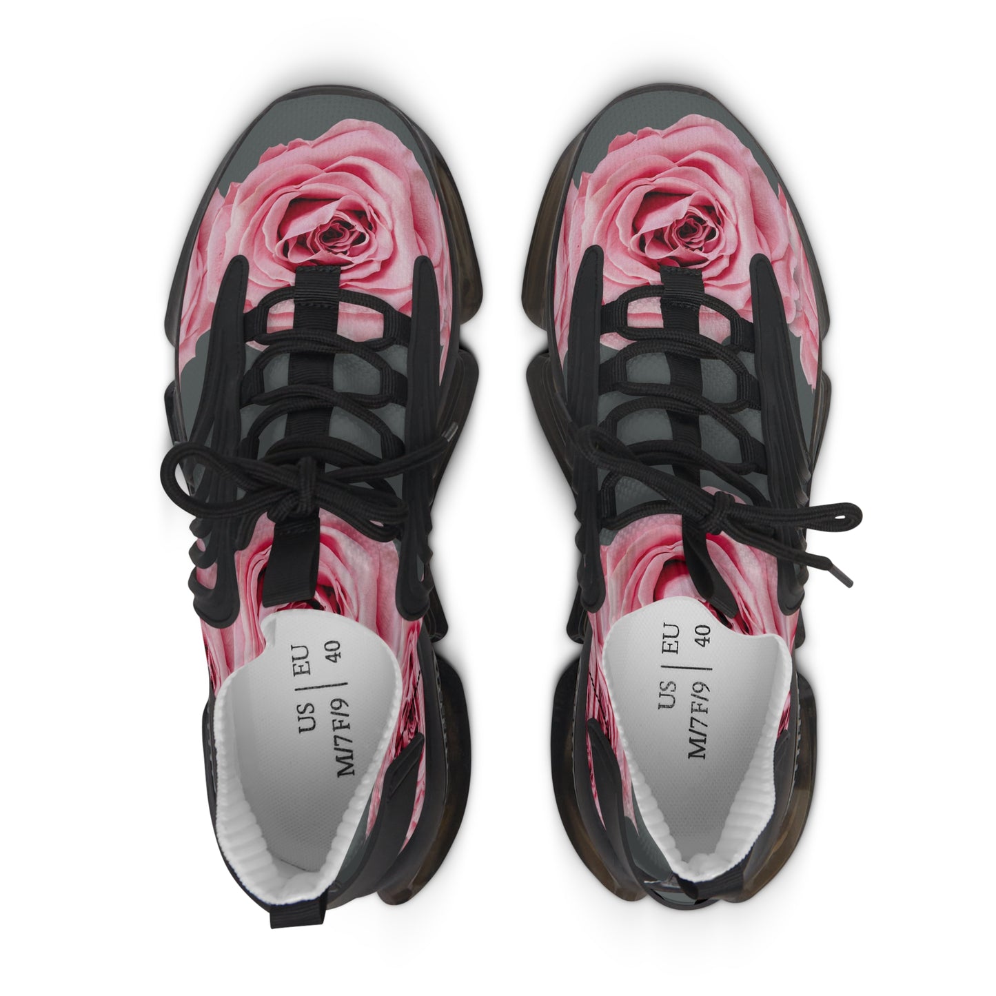 Floral Rose Mesh Sneakers — Women's Pink Rose Athletic Shoes©