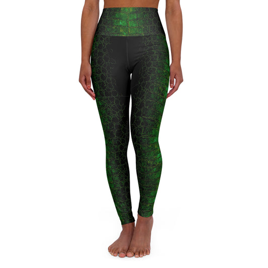 High-Waisted Green Marble Yoga Leggings — Women’s Athletic Leggings©