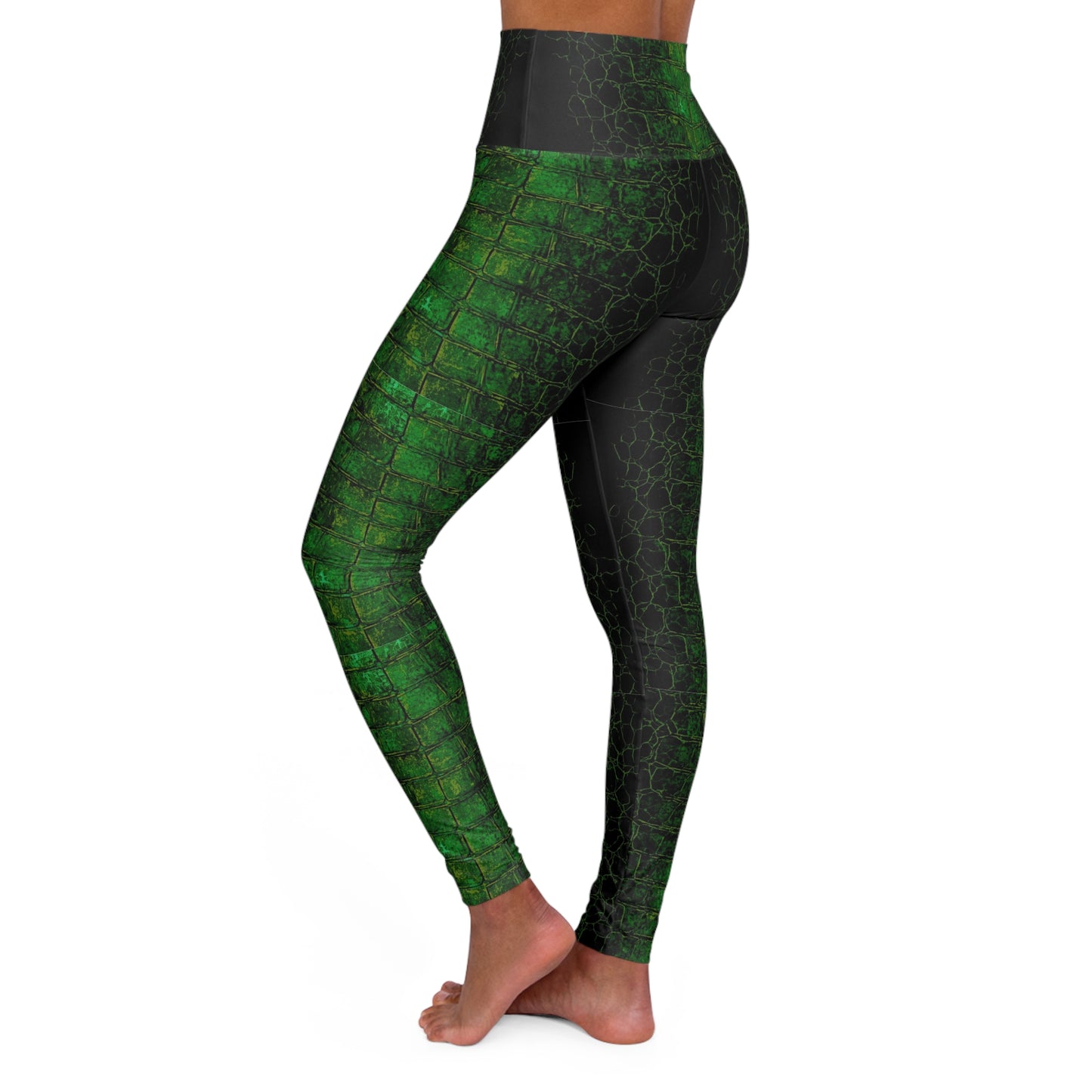 High-Waisted Green Marble Yoga Leggings — Women’s Athletic Leggings©