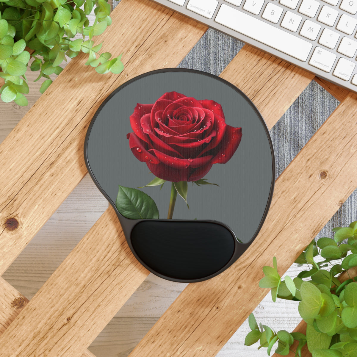Rose Pattern Ergonomic Mouse Pad with Wrist Rest©