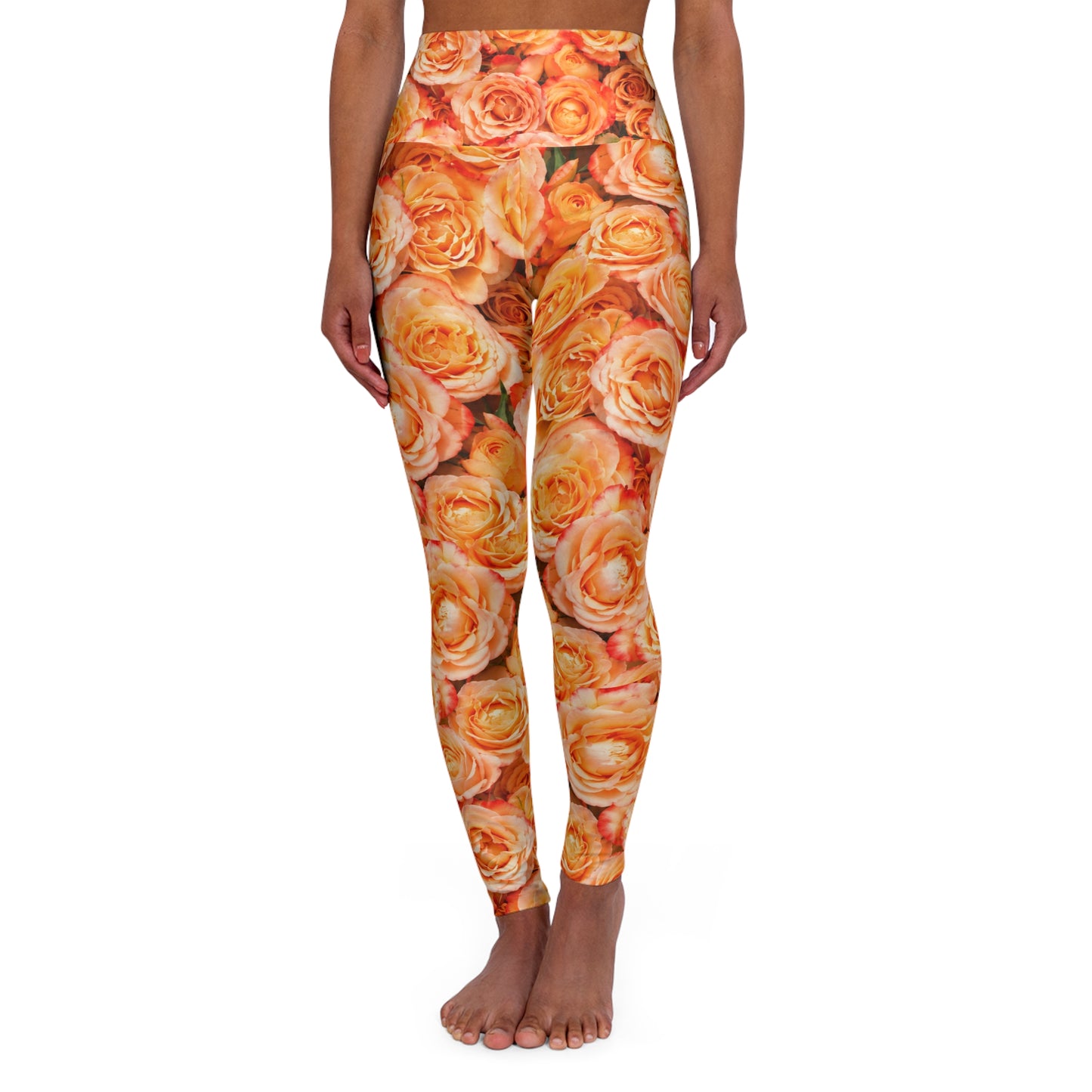 Floral Rose Print High-Waist Yoga Leggings©