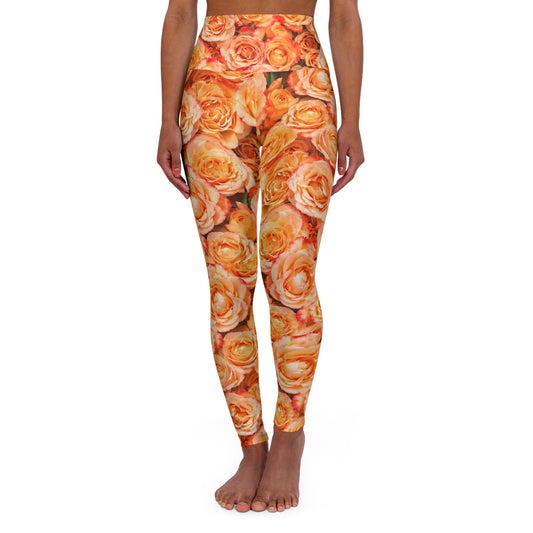 Floral Rose Print High-Waist Yoga Leggings©