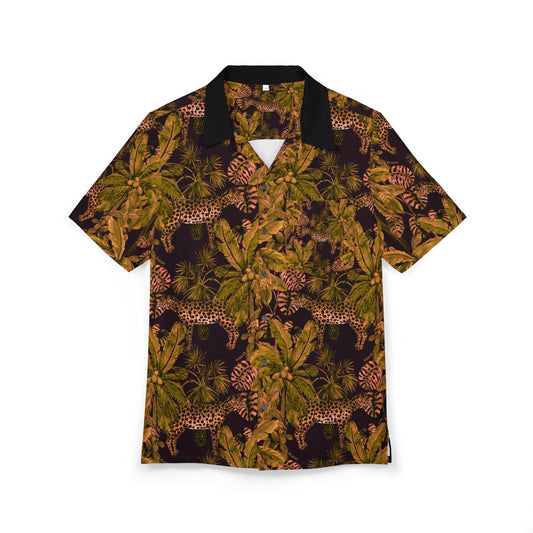 Tropical Leopard Hawaiian Shirt — Vintage Jungle Print Button-Down