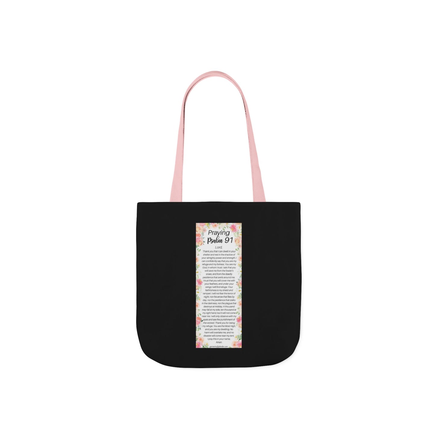 Floral Icons Canvas Tote — "Put On The Full Armour of God" with psalm 91 prayer on the Back.