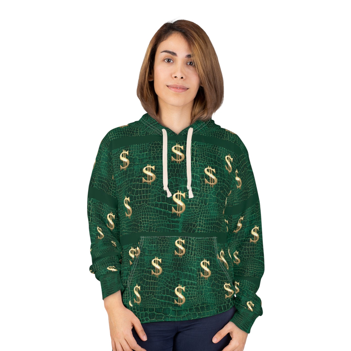 Dollar Sign Green Croc-Print Hoodie©