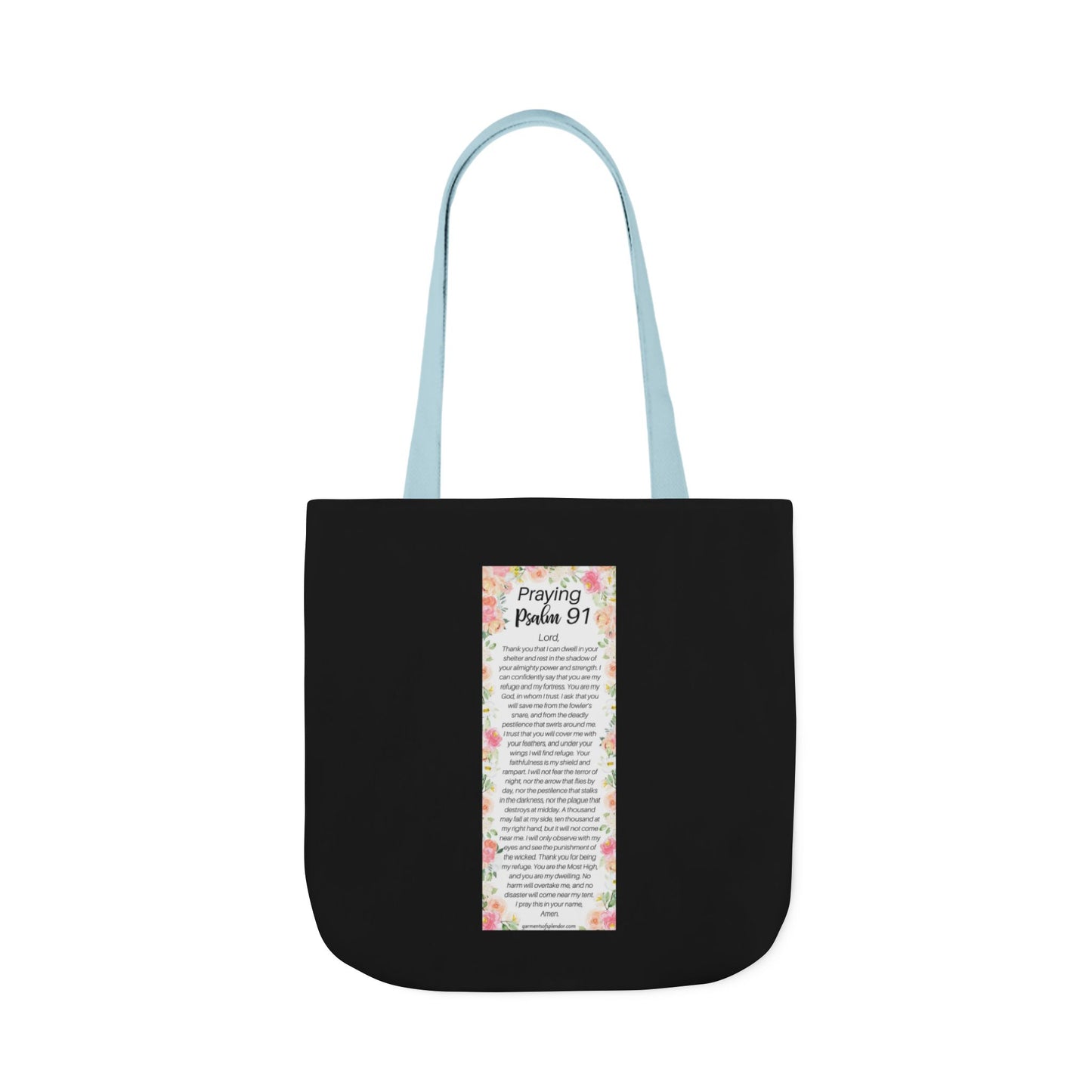 Floral Icons Canvas Tote — "Put On The Full Armour of God" with psalm 91 prayer on the Back.
