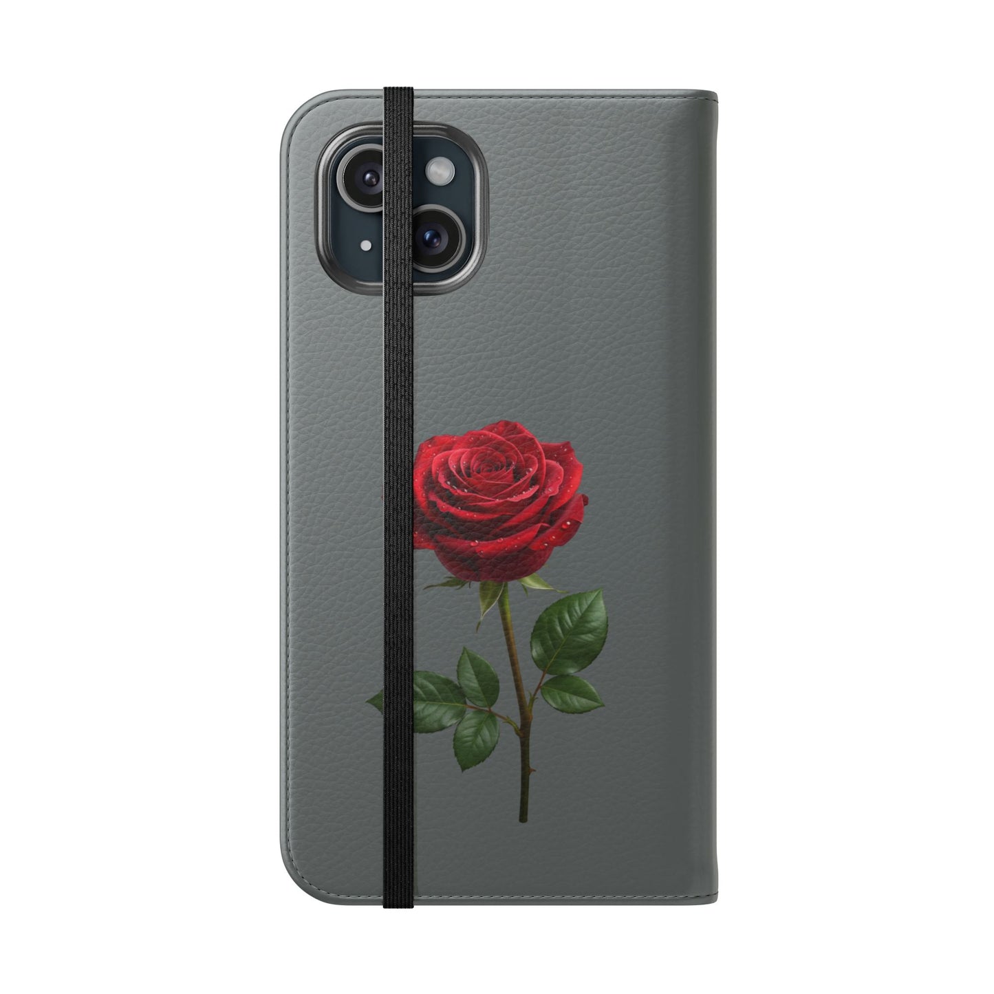 Mon Amour Rose Flip Phone Case — Floral Wallet Flip Case with 'Mon amour' Script