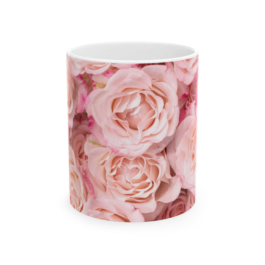 Pink Rose Ceramic Mug — Floral Photo Print Coffee Cup (11oz & 15oz)