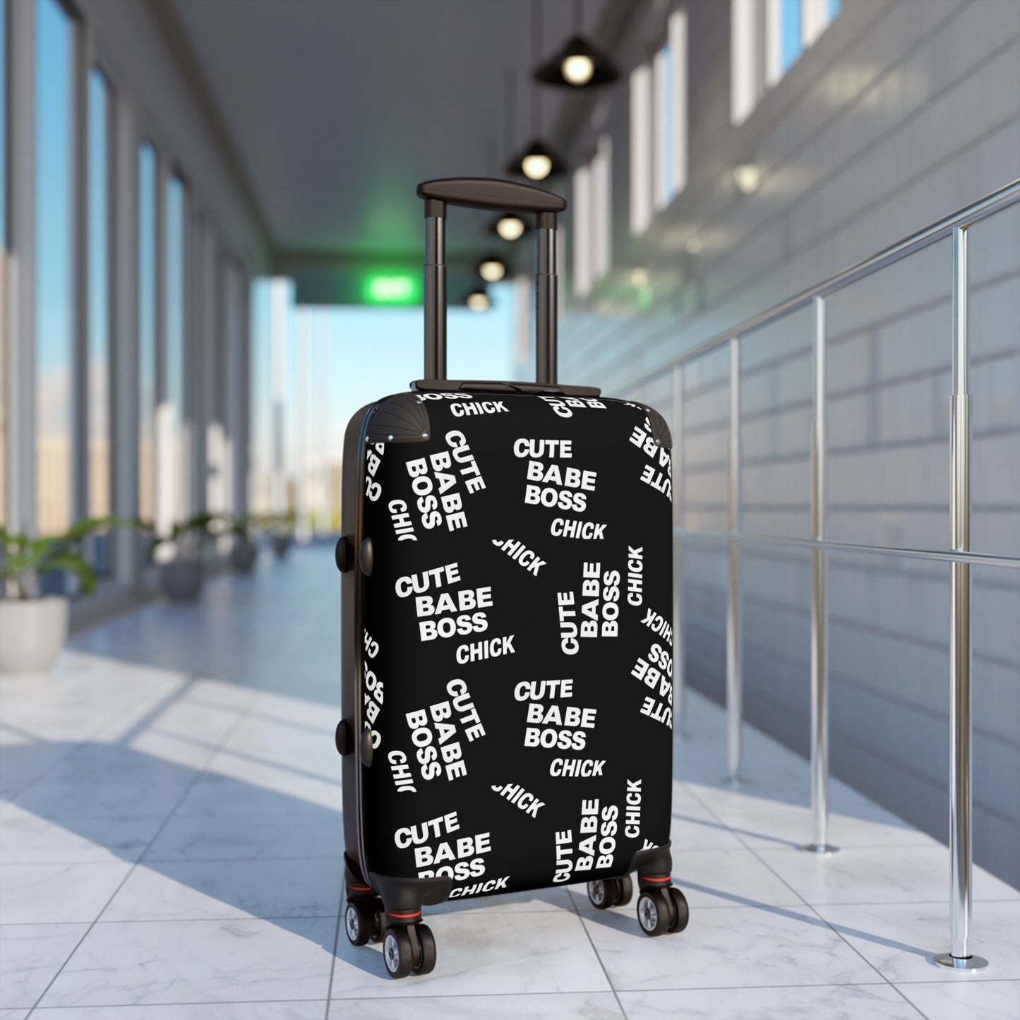Suitcase – Black "Cute Babe Boss Chick" Carry-On Luggage©