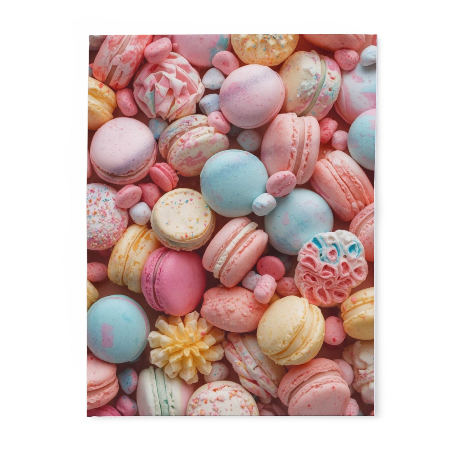 Pastel Macaron Fleece Blanket — Sweet Dessert Throw for Cozy Home & Gifts