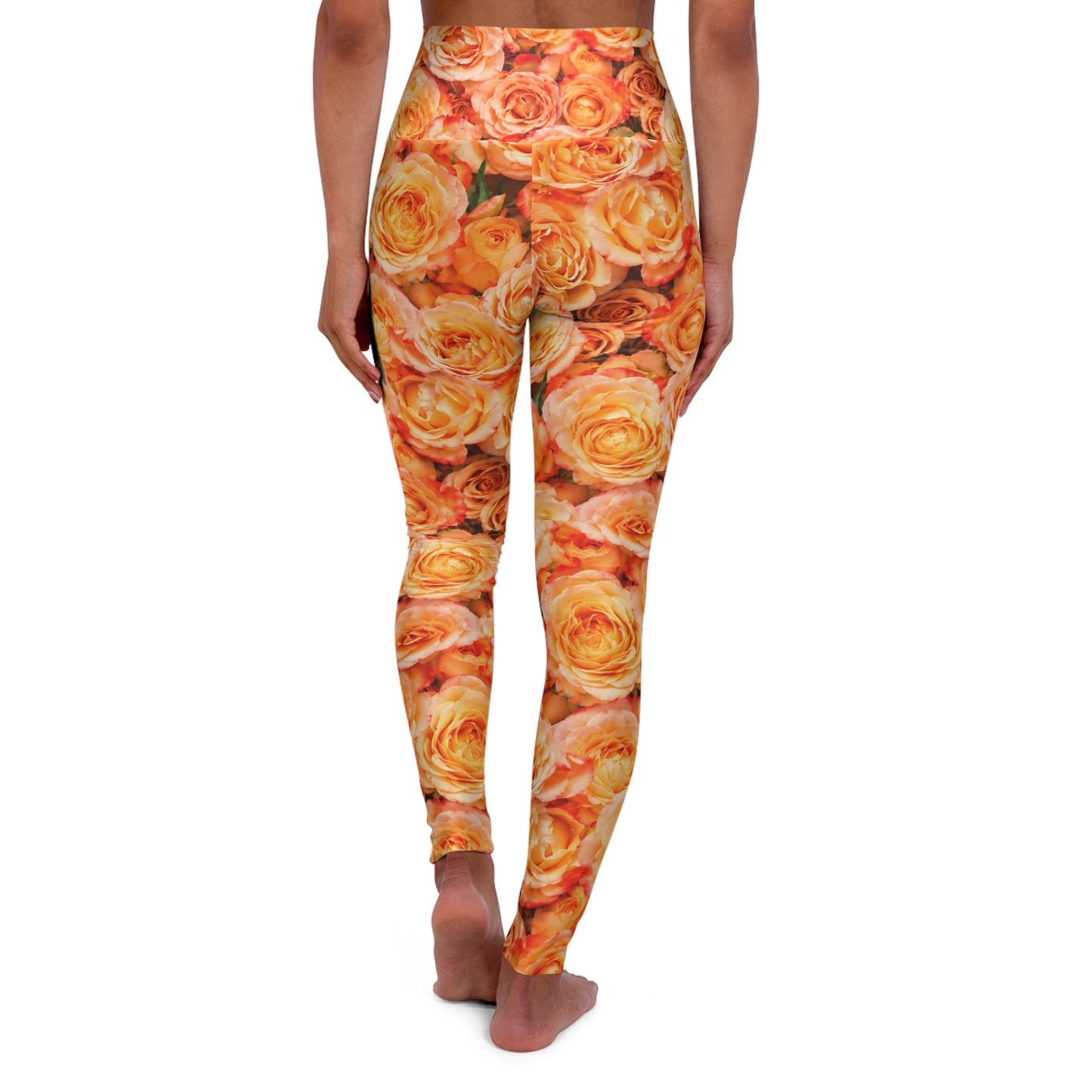 Floral Rose Print High-Waist Yoga Leggings©
