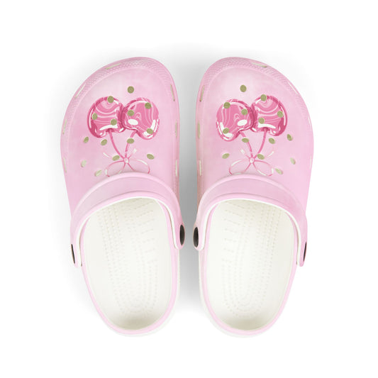 Kids Pink Bow EVA Foam Clogs — Cute Floral Heart Balloon Design©