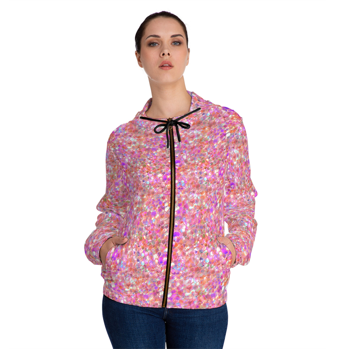 Pink Holographic All-Over Print Hoodie©