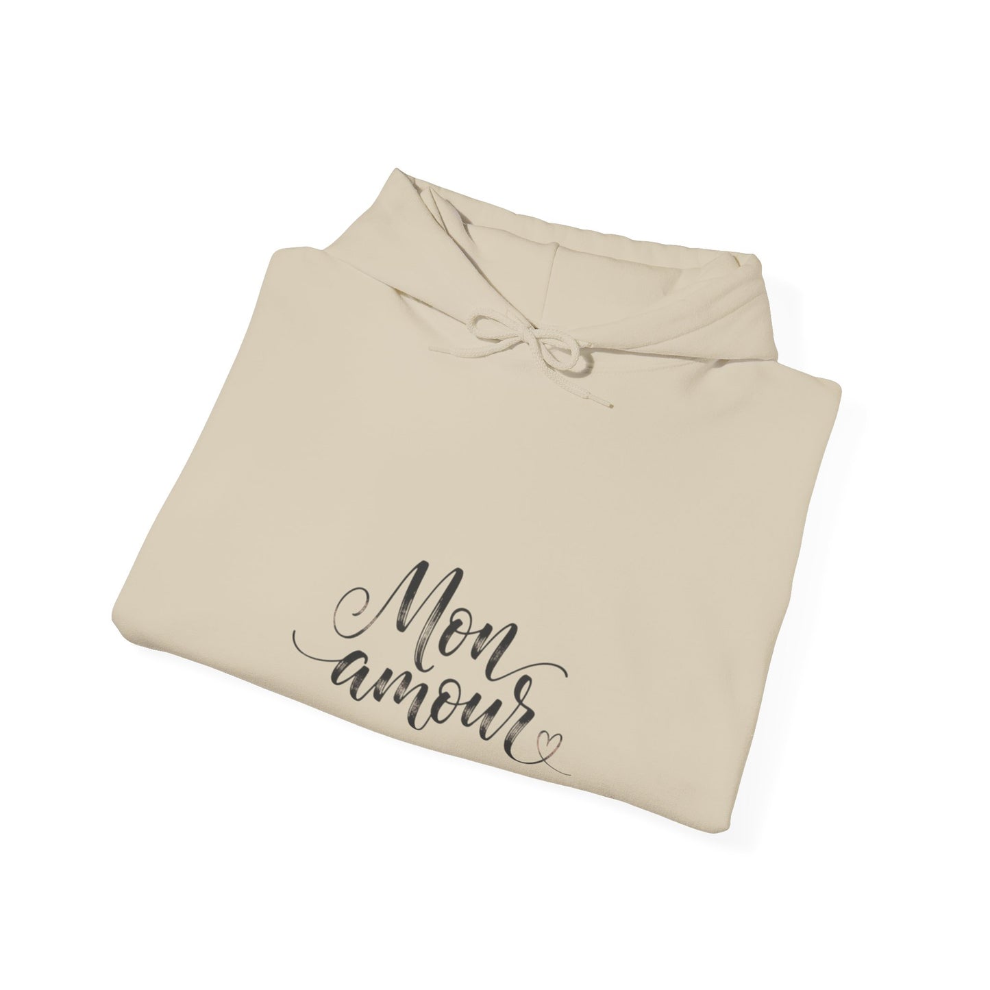 Mon Amour Hoodie— French Script Cozy Pullover for Moms & Couples©
