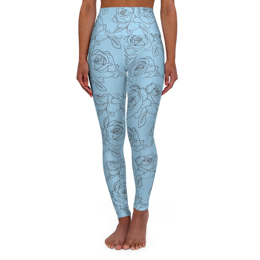 Blue Rose High Waisted Leggings (AOP)©