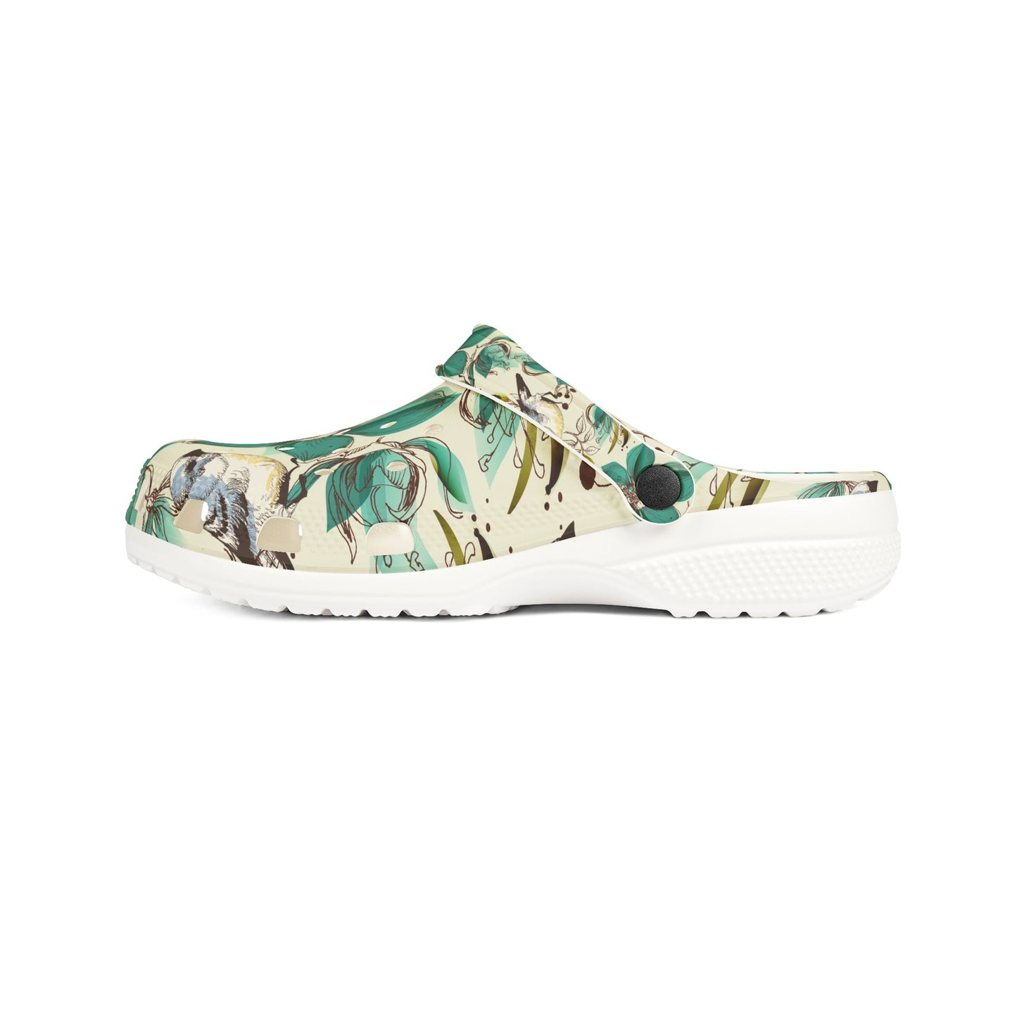 Floral Green Garden Clogs — EVA Foam Slip-On Shoes