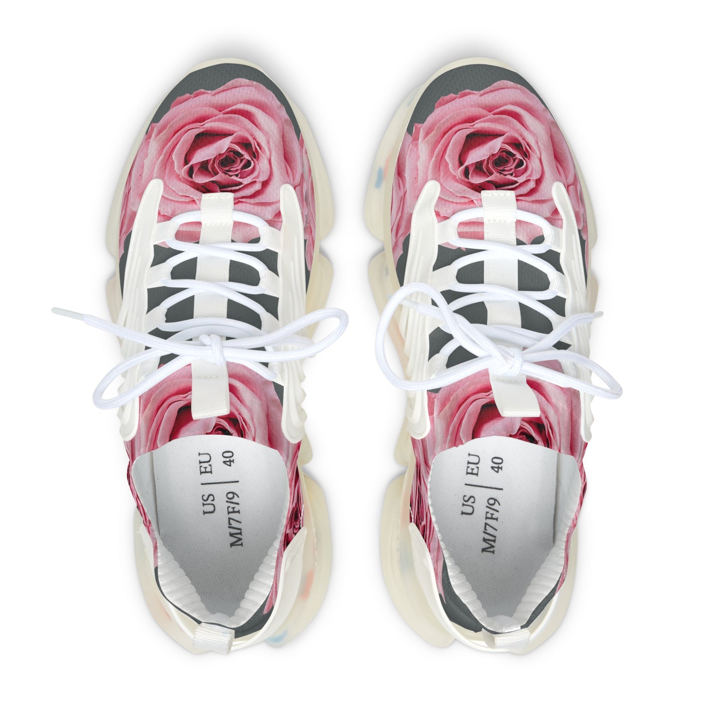 Floral Rose Mesh Sneakers — Women's Pink Rose Athletic Shoes©