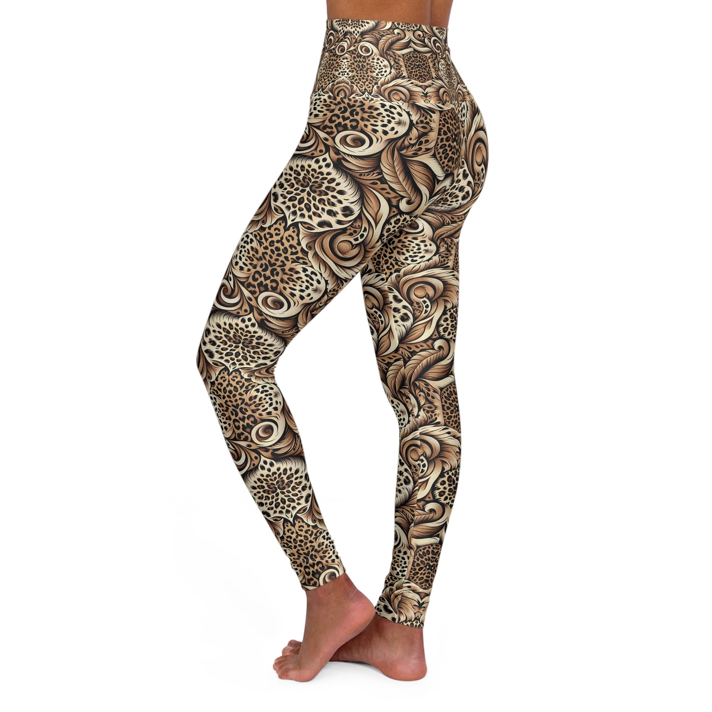 Leopard Print High-Waist Yoga Leggings — Boho Animal Pattern Activewear©