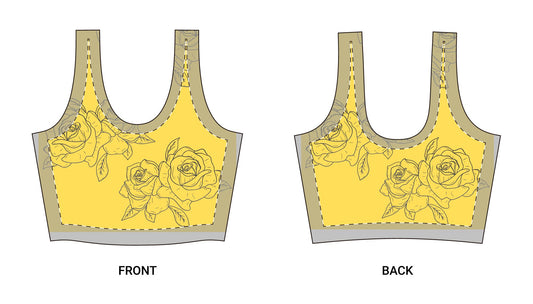 Floral Yellow Rose Sports Bra — All-Over-Print Athletic Crop Top©