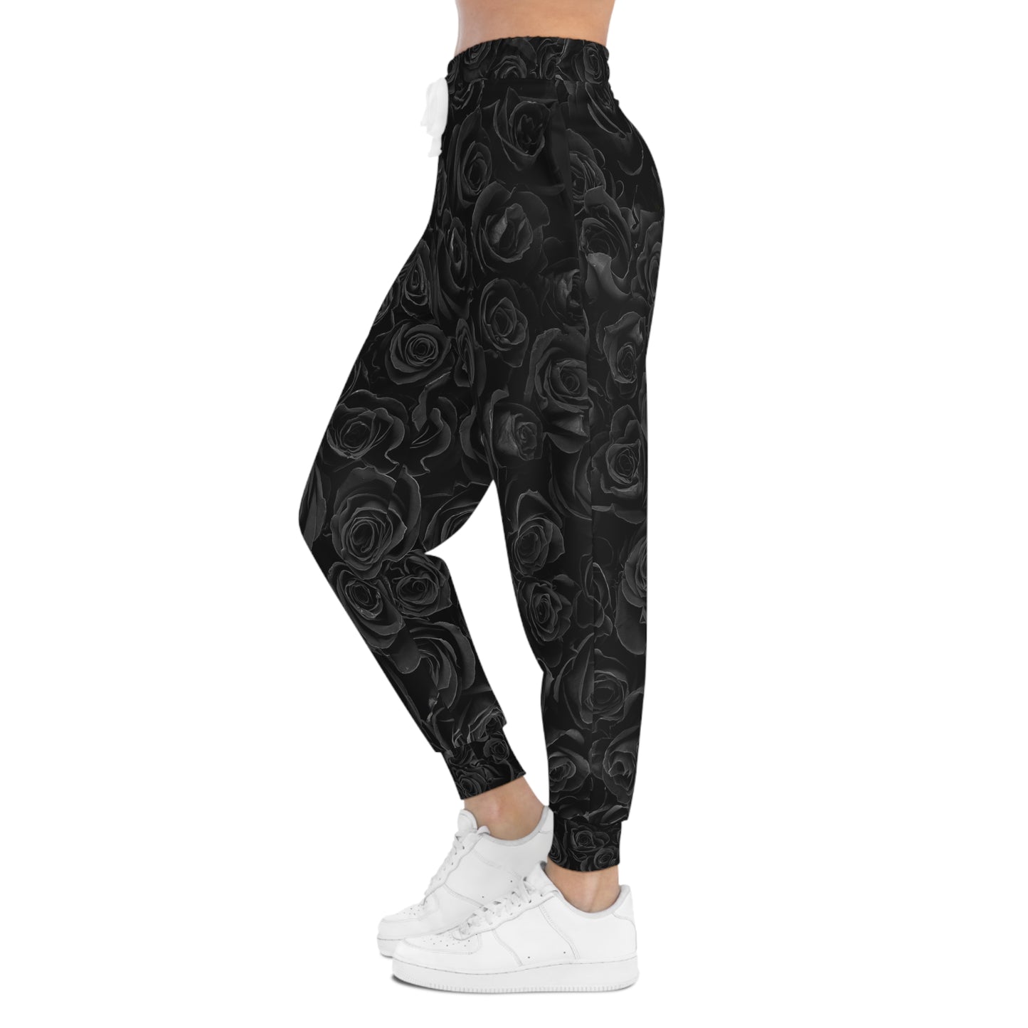 Black Rose Athletic Joggers — All-Over Print Floral Sweatpants©