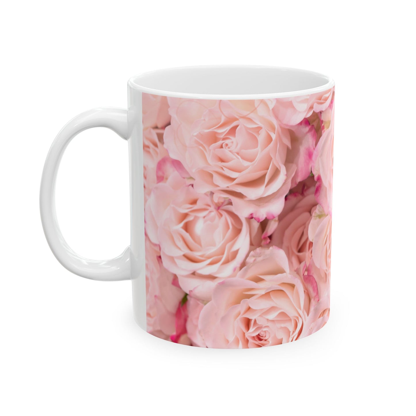 Pink Rose Ceramic Mug — Floral Photo Print Coffee Cup (11oz & 15oz)