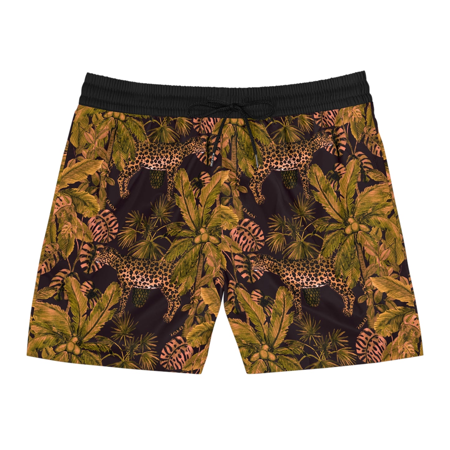 Leopard Jungle Swim Shorts — Men's Mid-Length Tropical Swim Trunks©