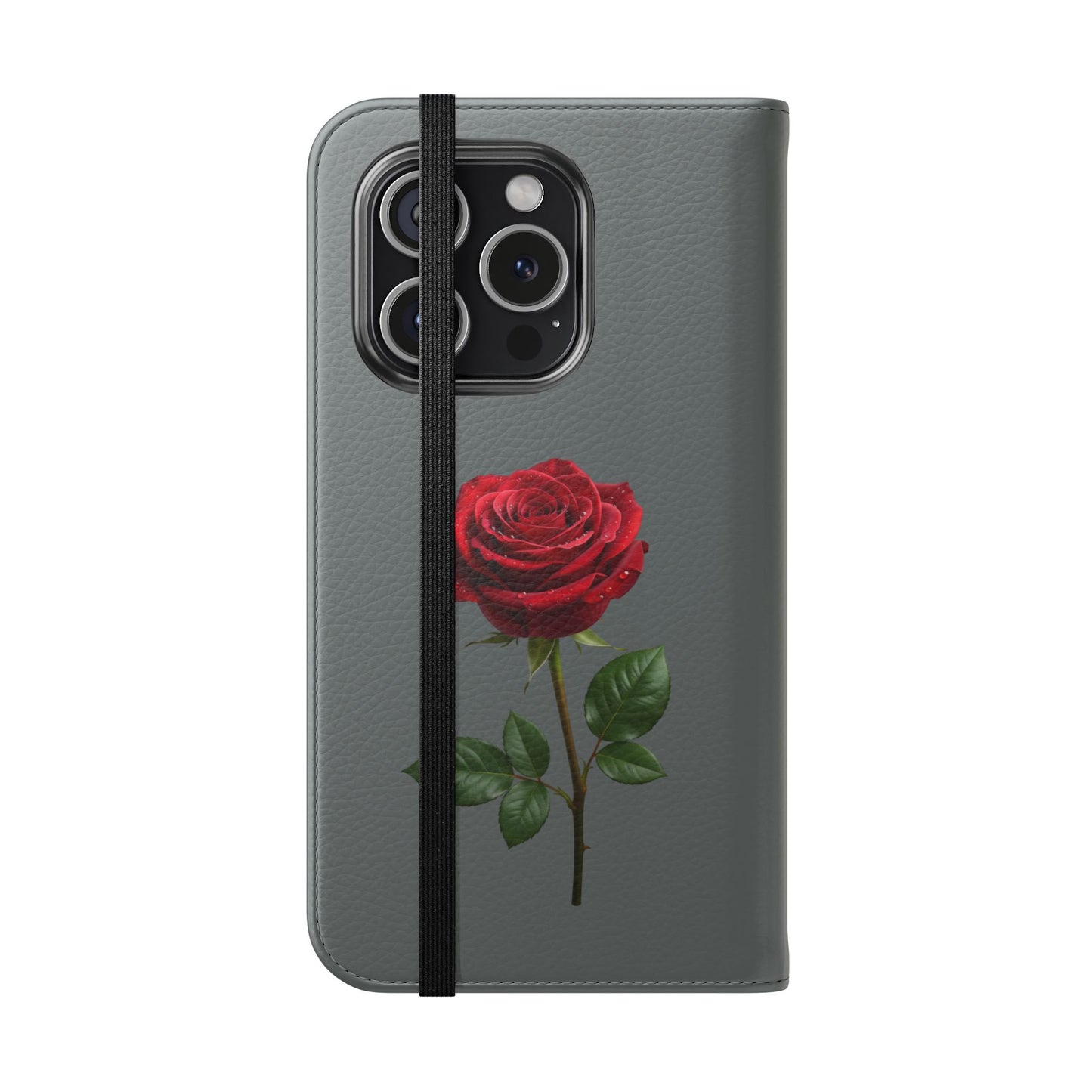 Mon Amour Rose Flip Phone Case — Floral Wallet Flip Case with 'Mon amour' Script