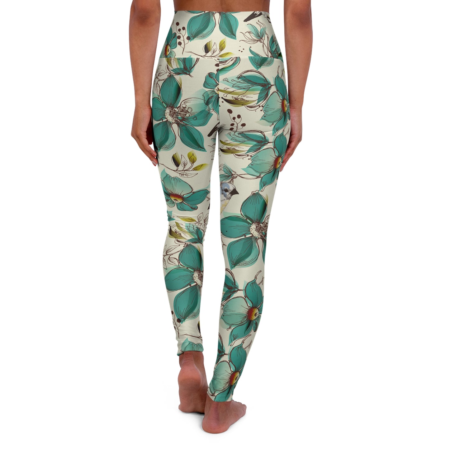 Teal Floral High-Waist Leggings — Stretch Activewear