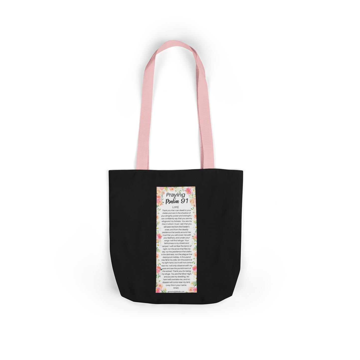 Floral Icons Canvas Tote — "Put On The Full Armour of God" with psalm 91 prayer on the Back.