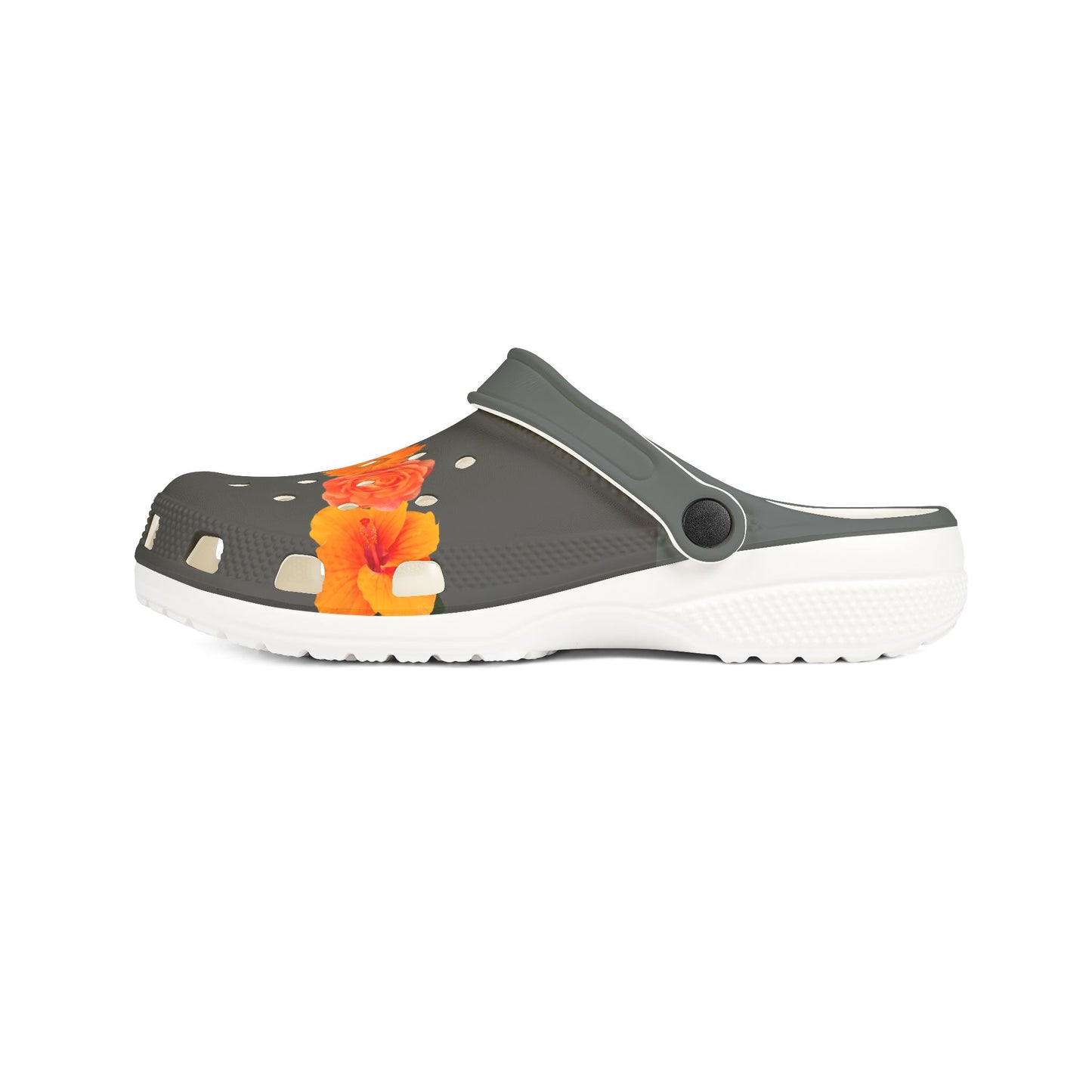 Floral EVA Foam Clogs — Orange Rose Band Slip‑On Shoes