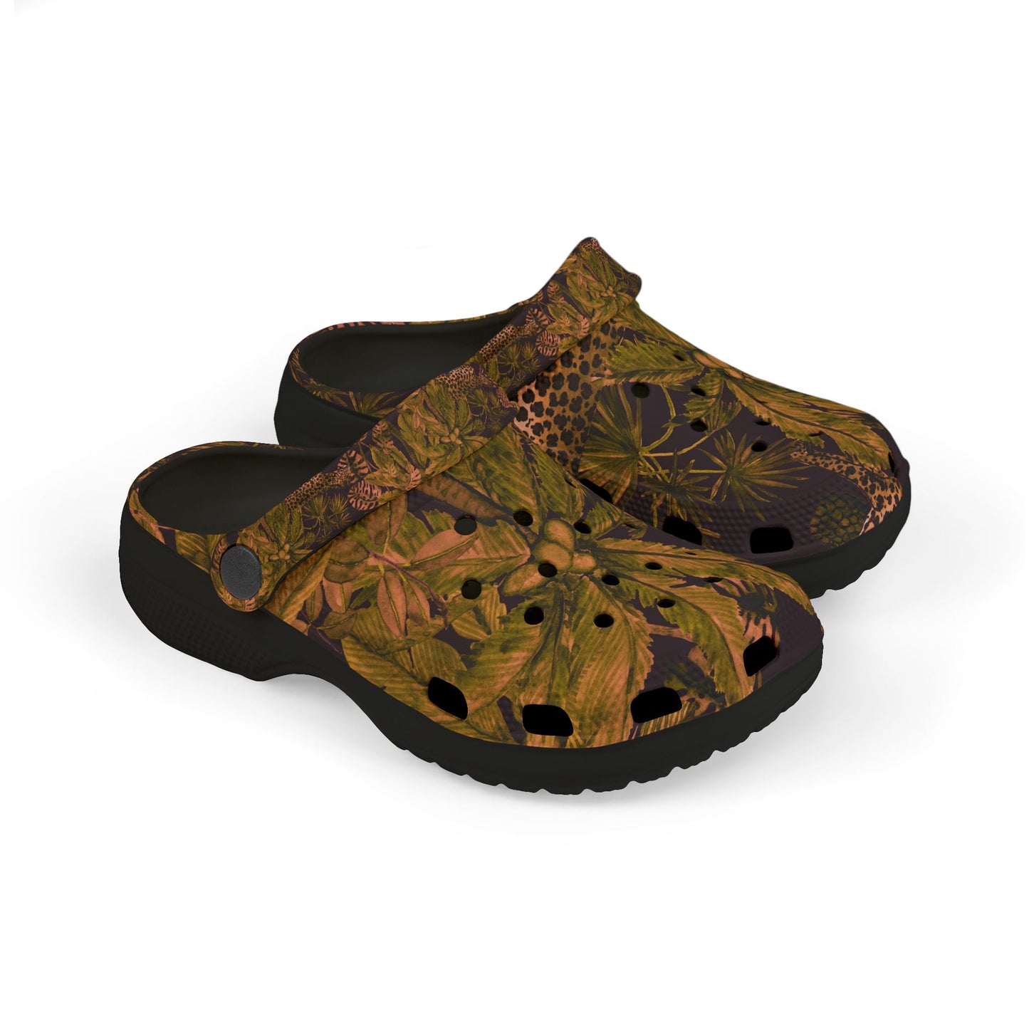 Kids Fall Leaf Clogs – Brown Autumn Pattern EVA Foam Slip-Ons©