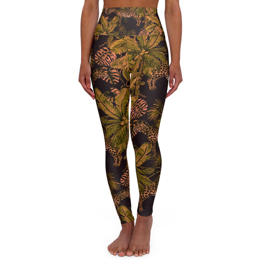 High-Waist Tropical Leopard Yoga Leggings — Jungle Print Workout©