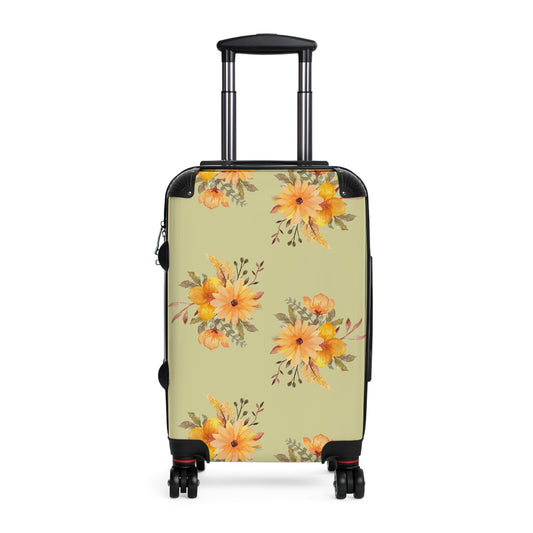 Floral Sunburst Carry-On Suitcase — Yellow Watercolour Flower Travel Luggage©