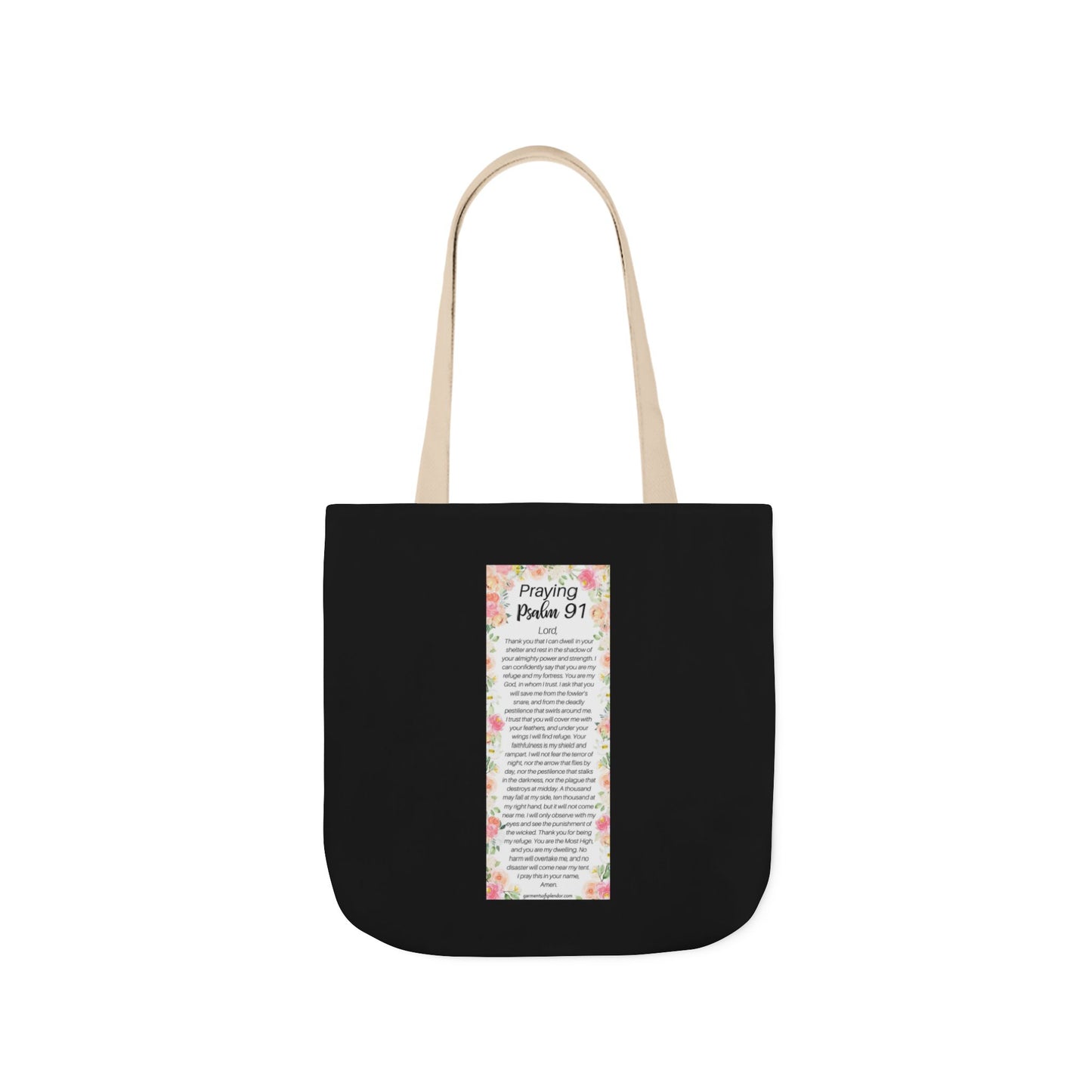 Floral Icons Canvas Tote — "Put On The Full Armour of God" with psalm 91 prayer on the Back.