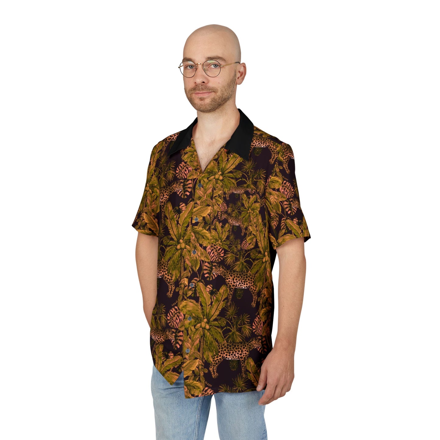Tropical Leopard Hawaiian Shirt — Vintage Jungle Print Button-Down