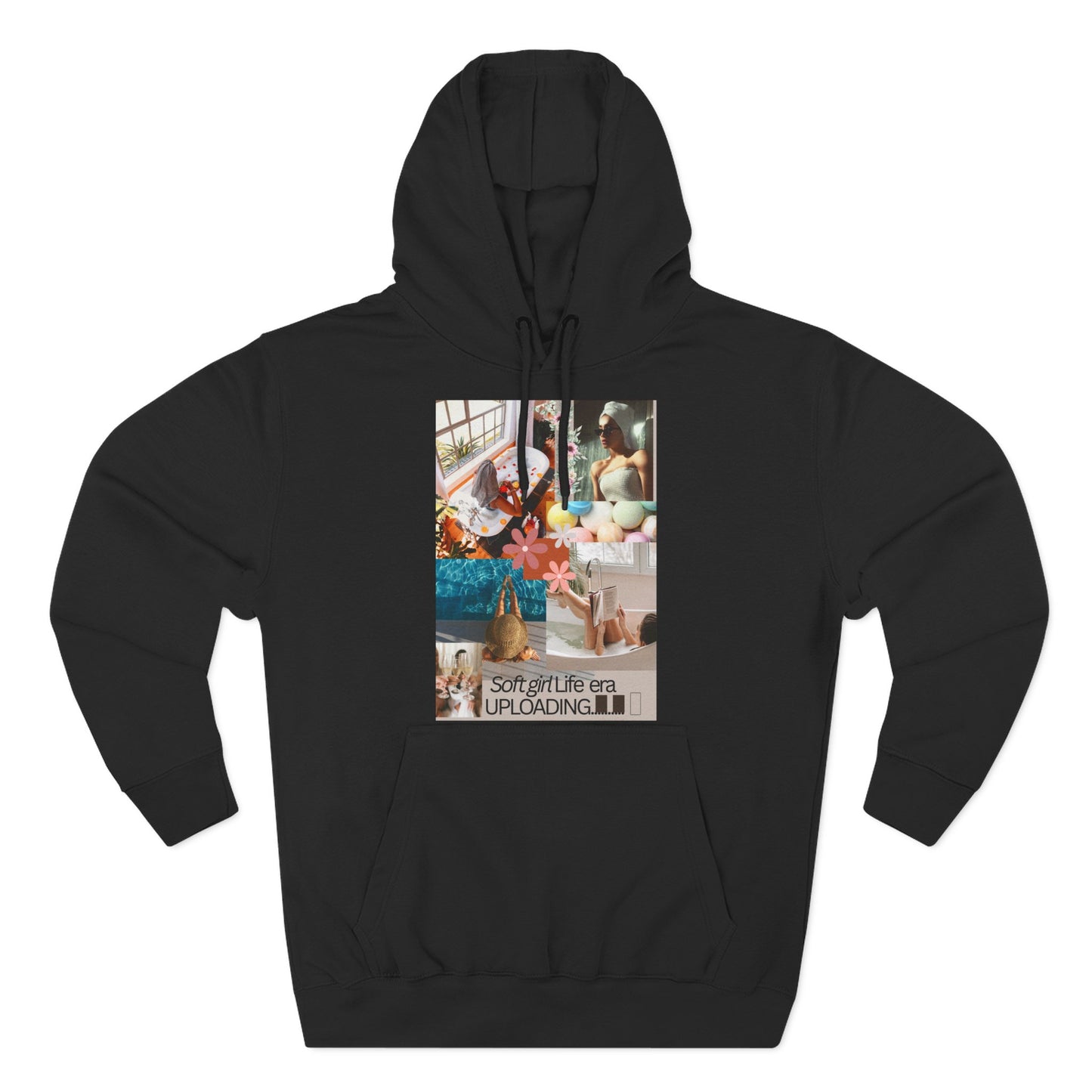 Collage Graphic Hoodie — "Soft Girl Era Uploading" Cozy Fleece Pullover©