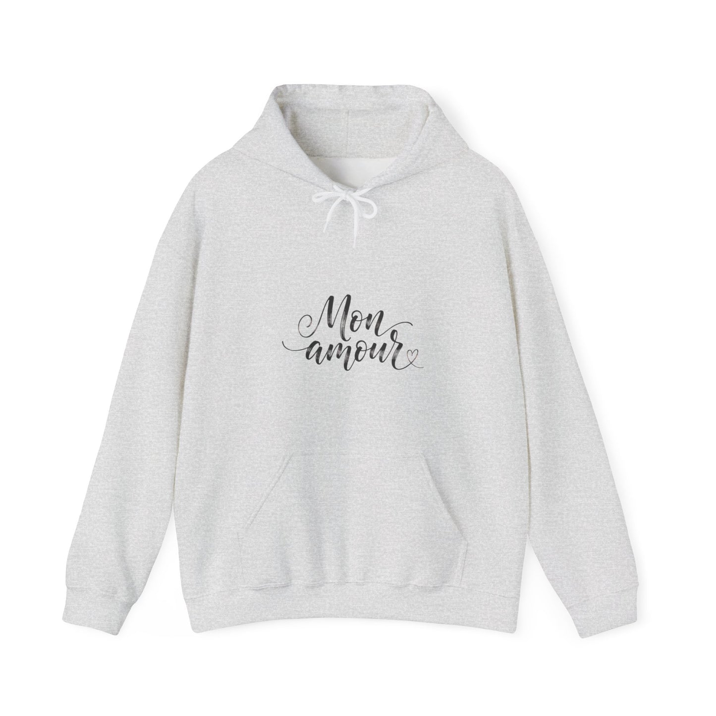Mon Amour Hoodie— French Script Cozy Pullover for Moms & Couples©