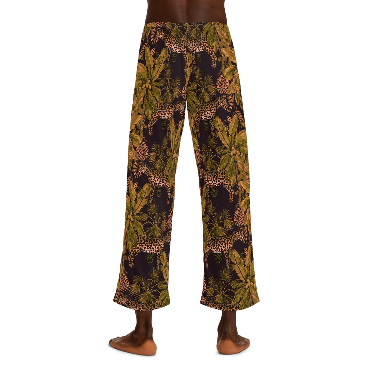 Tropical Leopard Pajama Pants — Men's Jungle Print Lounge Trousers