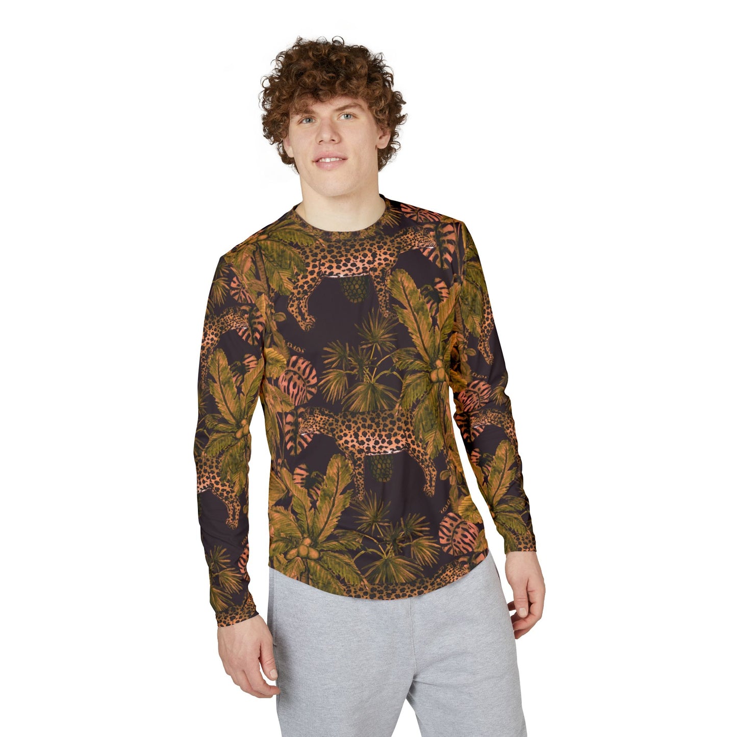 Tropical Cheetah Long Sleeve Shirt — Men's UV Protection Safari Print
